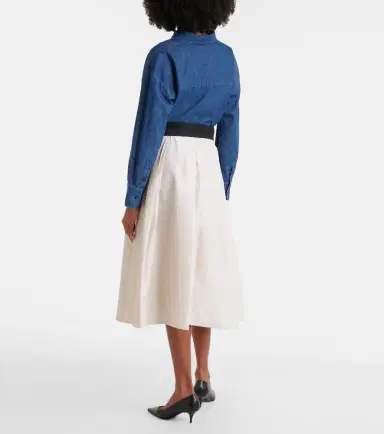 'S Max Mara 'S Max Mara Baschi pleated cotton-blend midi skirt | Thumbnail 5
