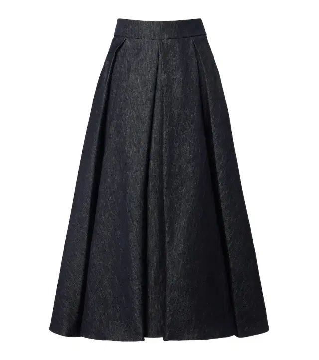 Pleated denim midi skirt