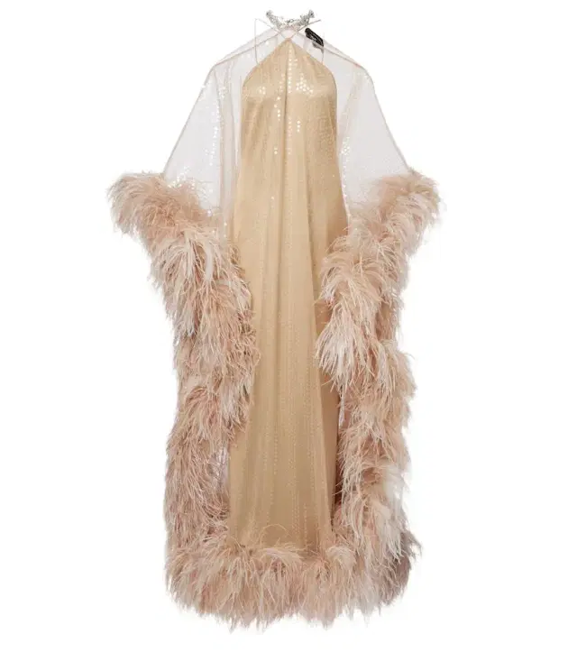 Sza Sza Disco feather-trimmed kaftan