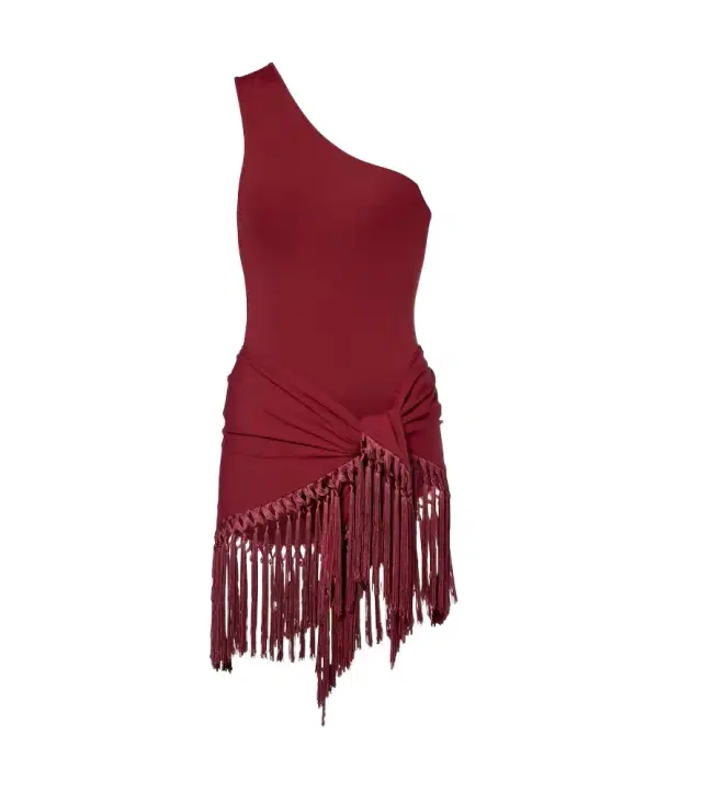 One-shoulder swimsuit and beach cover-up set