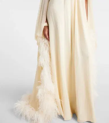 Taller Marmo Feather-trimmed silk gown | Thumbnail 3