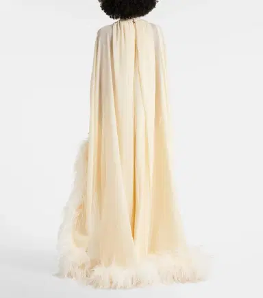 Taller Marmo Feather-trimmed silk gown | Thumbnail 4