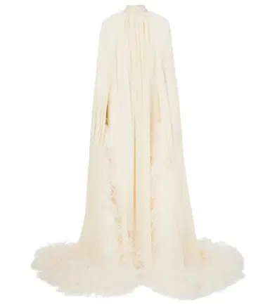 Taller Marmo Feather-trimmed silk gown | Thumbnail 1