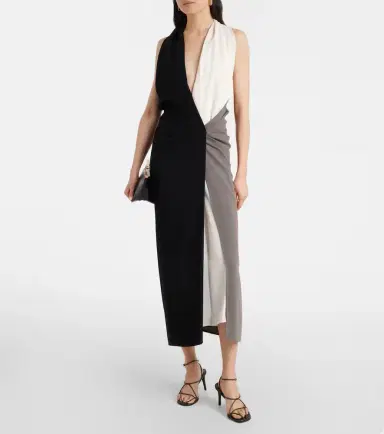 Proenza Schouler Elsa draped crêpe midi dress | Thumbnail 3
