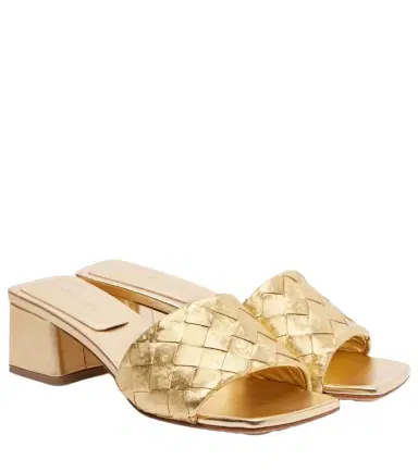 Bottega Veneta Parco Intrecciato metallic leather mules | Thumbnail 1 Bottega Veneta Parco Intrecciato metallic leather mules | Thumbnail 1
