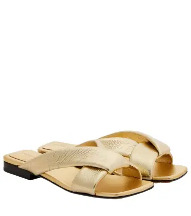 Bottega Veneta Riva metallic leather mules | Thumbnail 1