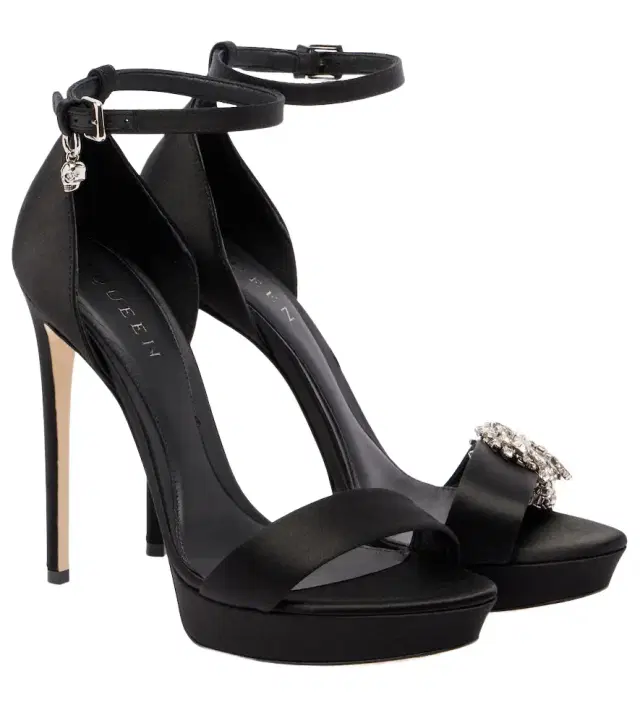 Jewel embellished satin platform sandals