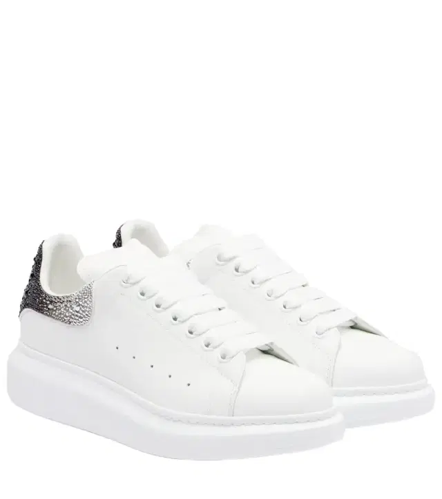 McQueen Oversized embellished leather sneakers