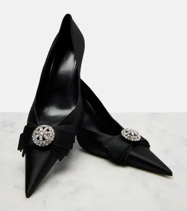 Balenciaga Avenue Palazzo 90 embellished satin pumps | Thumbnail 4