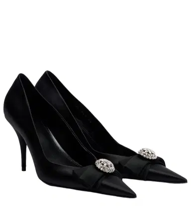 Balenciaga Avenue Palazzo 90 embellished satin pumps | Thumbnail 1