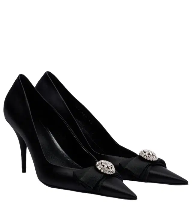 Balenciaga Avenue Palazzo 90 embellished satin pumps