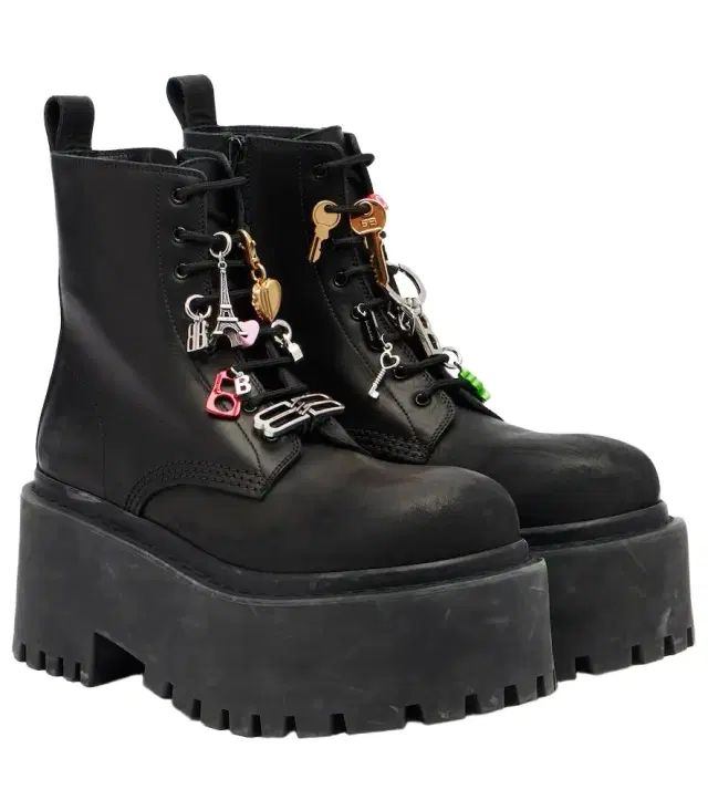 Balenciaga Embellished leather platform combat boots