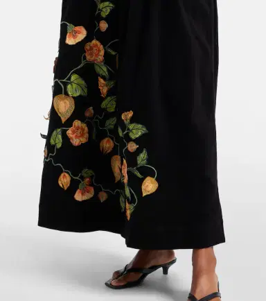 Agua by Agua Bendita Tangelo embroidered cotton-blend maxi skirt | Thumbnail 2
