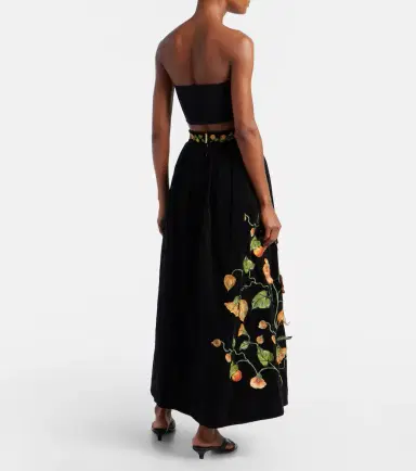 Agua by Agua Bendita Tangelo embroidered cotton-blend maxi skirt | Thumbnail 6