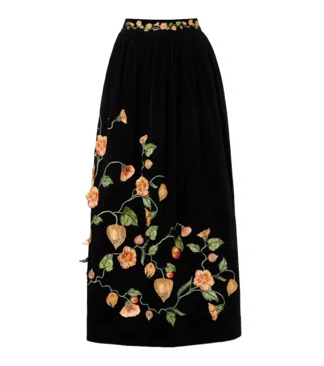 Agua by Agua Bendita Tangelo embroidered cotton-blend maxi skirt
