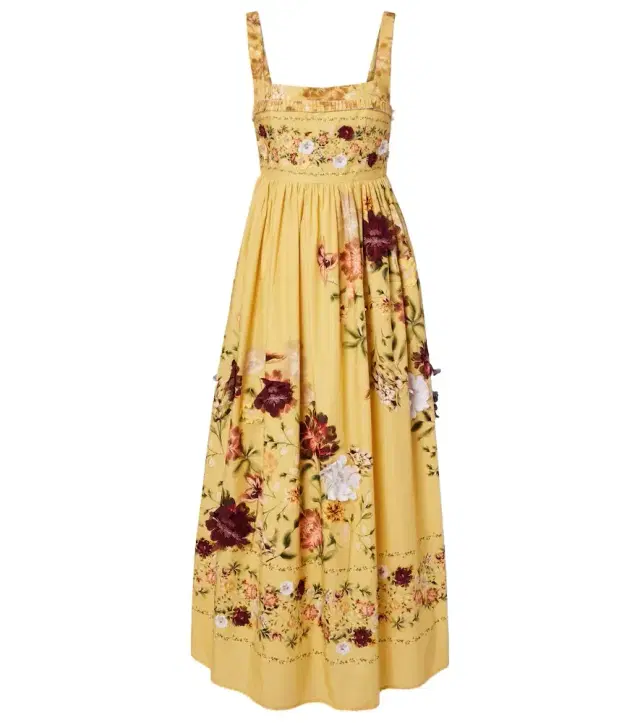 Barbara floral-appliqué cotton maxi dress