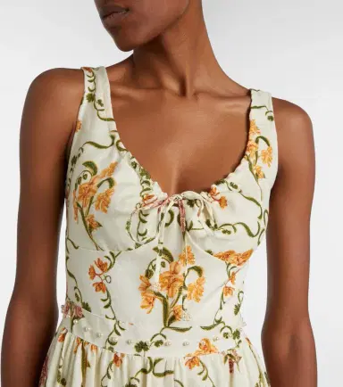 Agua by Agua Bendita Azulejo embellished floral linen maxi dress | Thumbnail 4 Agua by Agua Bendita Azulejo embellished floral linen maxi dress | Thumbnail 4