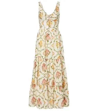 Agua by Agua Bendita Azulejo embellished floral linen maxi dress | Thumbnail 1 Agua by Agua Bendita Azulejo embellished floral linen maxi dress | Thumbnail 1