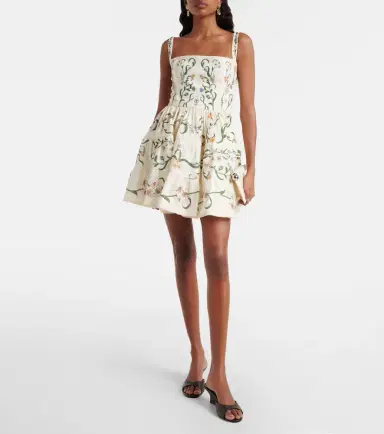 Agua by Agua Bendita Lima Laguna floral linen minidress | Thumbnail 2