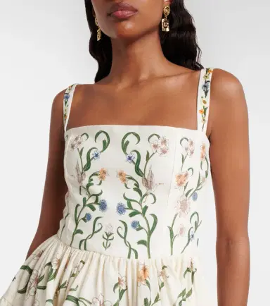 Agua by Agua Bendita Lima Laguna floral linen minidress | Thumbnail 5