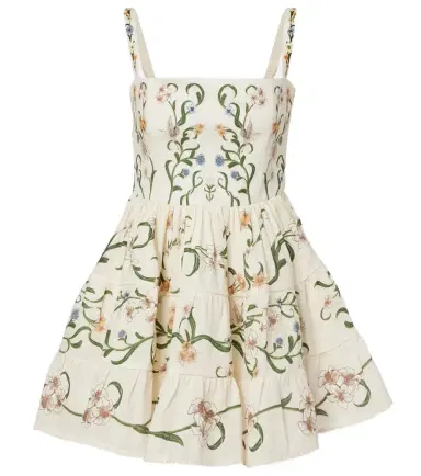 Agua by Agua Bendita Lima Laguna floral linen minidress | Thumbnail 1
