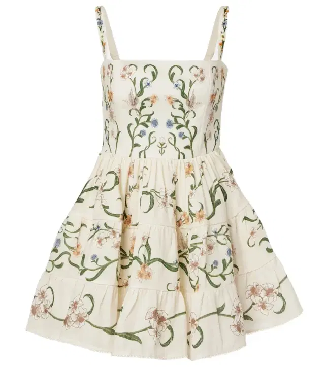 Agua by Agua Bendita Lima Laguna floral linen minidress