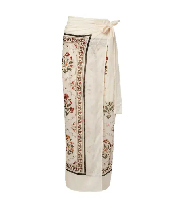 Floral cotton and silk beach cover-up