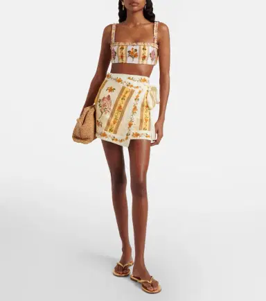 Agua by Agua Bendita Floral linen beach cover-up | Thumbnail 3