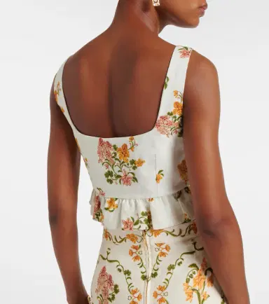 Agua by Agua Bendita Eslabón Cordillera floral linen top | Thumbnail 2