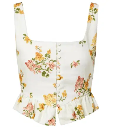 Agua by Agua Bendita Eslabón Cordillera floral linen top | Thumbnail 1