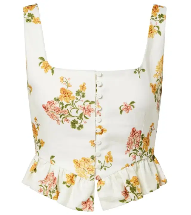 Agua by Agua Bendita Eslabón Cordillera floral linen top