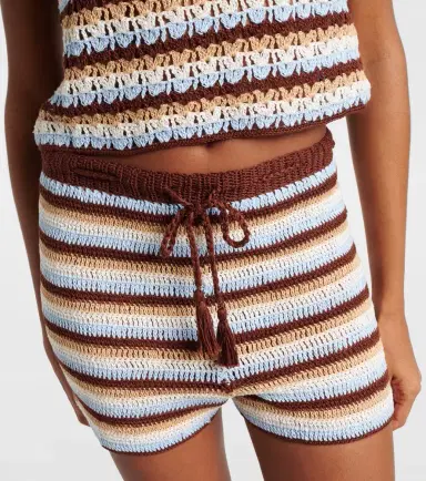 Anna Kosturova Striped cotton crochet shorts | Thumbnail 2
