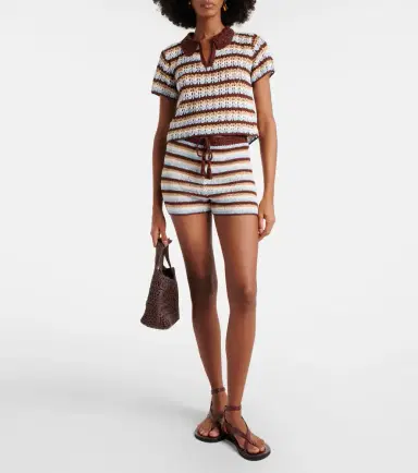 Anna Kosturova Striped cotton crochet shorts | Thumbnail 4