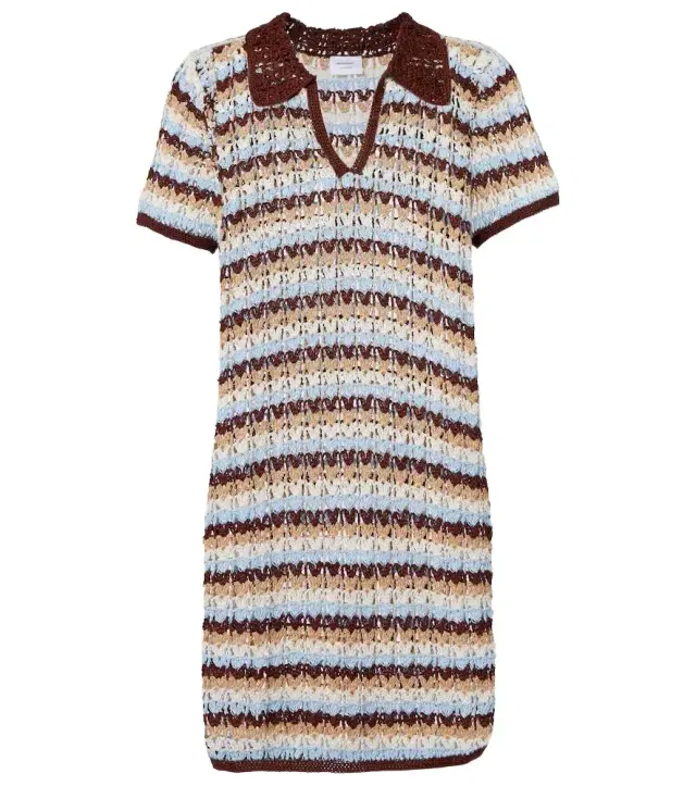 Anna Kosturova Crochet cotton polo dress