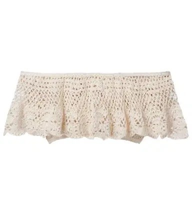 Anna Kosturova Filigree crochet off-shoulder cotton crop top | Thumbnail 1