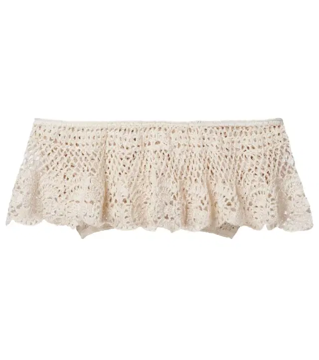 Anna Kosturova Filigree crochet off-shoulder cotton crop top