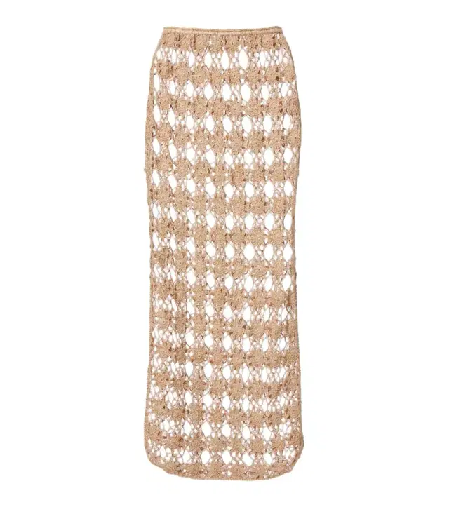 Anna Kosturova Bella Rosette crochet cotton midi skirt
