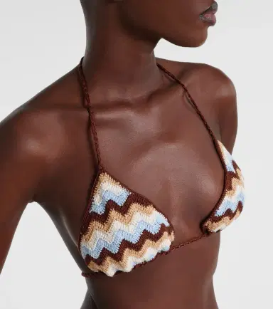 Anna Kosturova Summer Chevron crochet cotton bikini top | Thumbnail 2