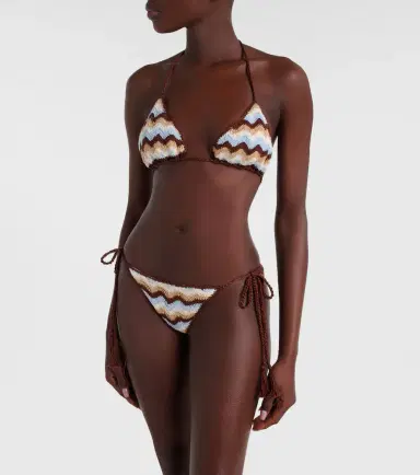 Anna Kosturova Summer Chevron crochet cotton bikini top | Thumbnail 4