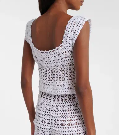 Anna Kosturova Deauville crochet cotton crop top | Thumbnail 2