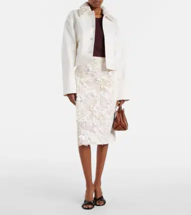 Plan C Embellished cotton drill midi skirt | Thumbnail 3