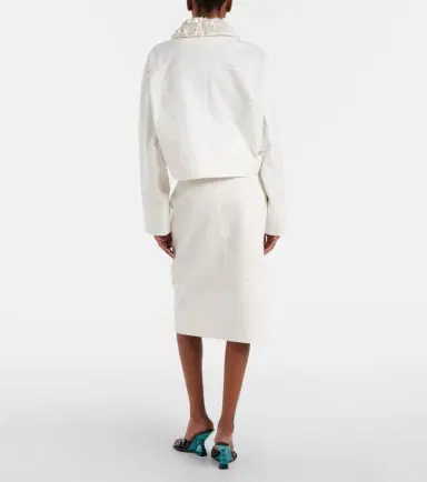 Plan C Embellished cotton drill midi skirt | Thumbnail 5