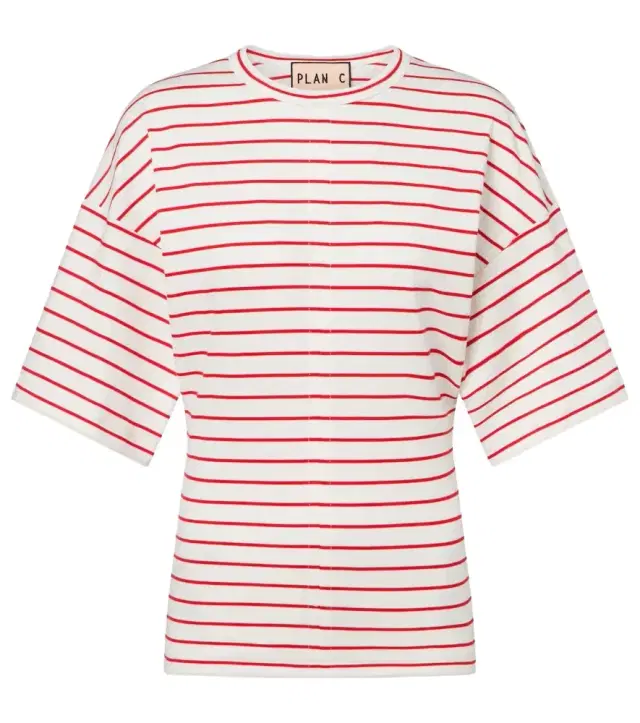 Plan C Striped cotton jersey T-shirt