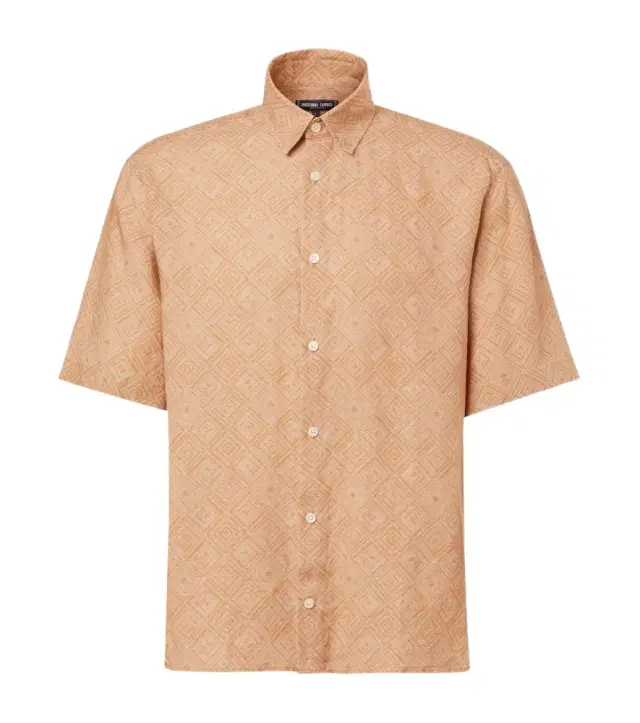 Frescobol Carioca Castro printed linen bowling shirt
