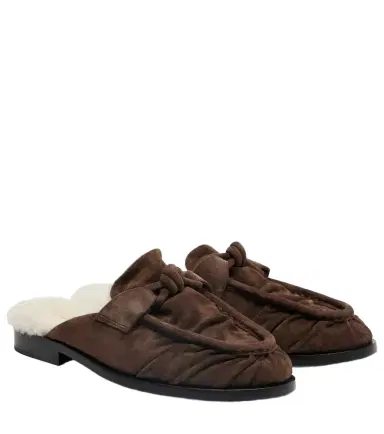 Bottega Veneta Astaire shearling-lined suede mules | Thumbnail 1 Bottega Veneta Astaire shearling-lined suede mules | Thumbnail 1