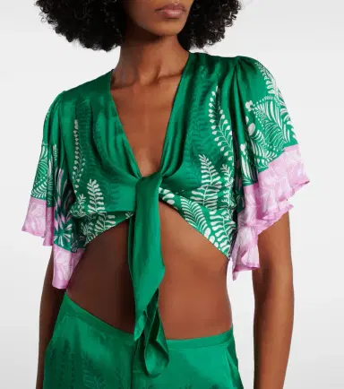 Poupette St Barth Rose satin crop top | Thumbnail 2