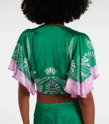 Poupette St Barth Rose satin crop top | Thumbnail 3