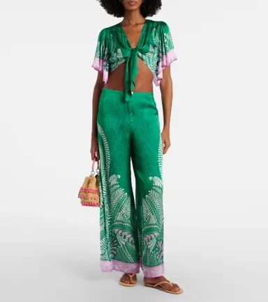 Poupette St Barth Rose satin crop top | Thumbnail 4