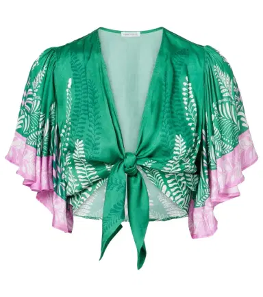 Poupette St Barth Rose satin crop top | Thumbnail 1