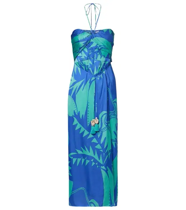 Collina printed strapless midi dress